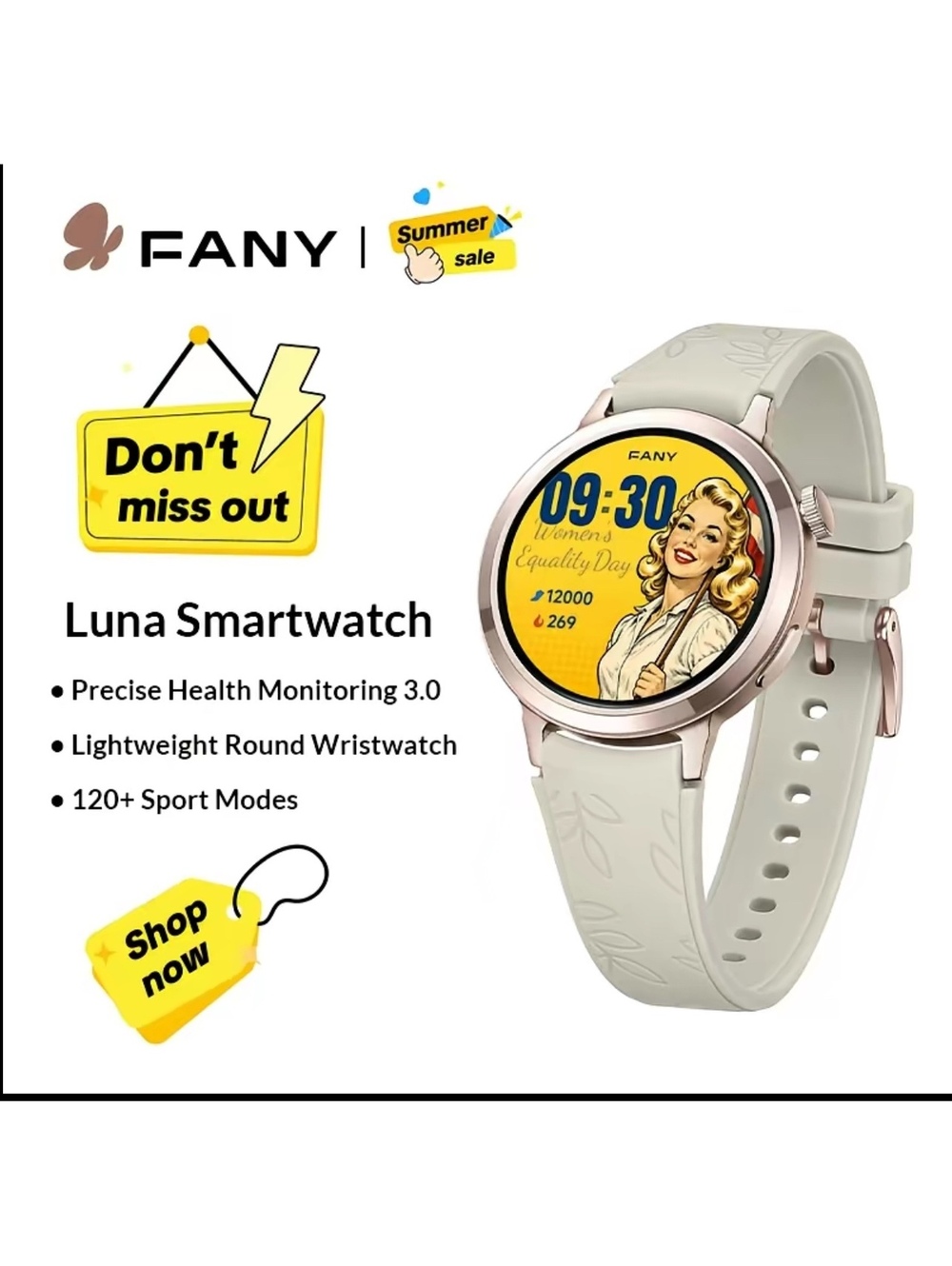Fany Luna Smartwatch - Health Monitoring & 120+ Sport Modes (New)